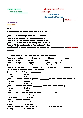 Đề kiểm tra cuối kì I môn Anh 9